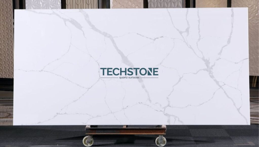 Calacatta White Quartz kitchen countertop with elegant grey veining